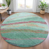 Piper Looms Chantille Swirls ACN2037 Green Machine Washable Area Rug Round Lifestyle Image Feature