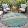 Piper Looms Chantille Swirls ACN2037 Green Machine Washable Area Rug Round Outdoor Lifestyle Image Feature
