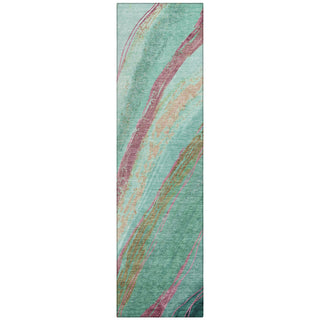 Piper Looms Chantille Swirls ACN2037 Green Machine Washable Area Rug Runner Main Image