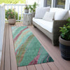 Piper Looms Chantille Swirls ACN2037 Green Machine Washable Area Rug Runner Outdoor Lifestyle Image Feature