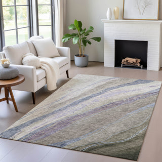 Piper Looms Chantille Swirls ACN2037 Mocha Machine Washable Area Rug Lifestyle Image Feature