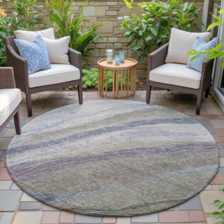 Piper Looms Chantille Swirls ACN2037 Mocha Machine Washable Area Rug Round Outdoor Lifestyle Image Feature