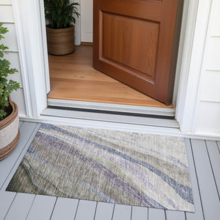 Piper Looms Chantille Swirls ACN2037 Mocha Machine Washable Area Rug Scatter Outdoor Lifestyle Image Feature