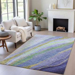 Piper Looms Chantille Swirls ACN2037 Purple Machine Washable Area Rug Lifestyle Image Feature