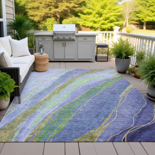 Piper Looms Chantille Swirls ACN2037 Purple Machine Washable Area Rug Outdoor Lifestyle Image Feature