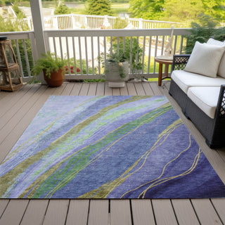 Piper Looms Chantille Swirls ACN2037 Purple Machine Washable Area Rug Outdoor Lifestyle Image Feature