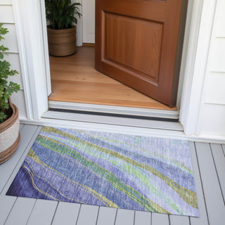 Piper Looms Chantille Swirls ACN2037 Purple Machine Washable Area Rug Scatter Outdoor Lifestyle Image Feature