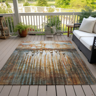 Piper Looms Chantille Abstract ACN2038 Paprika Machine Washable Area Rug Outdoor Lifestyle Image Feature
