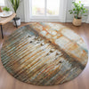 Piper Looms Chantille Abstract ACN2038 Paprika Machine Washable Area Rug Round Lifestyle Image Feature