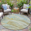 Piper Looms Chantille Abstract ACN2039 Beige Machine Washable Area Rug Round Outdoor Lifestyle Image Feature