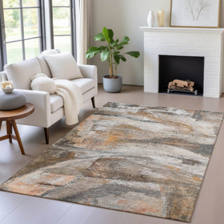 Piper Looms Chantille Abstract ACN2039 Brown Machine Washable Area Rug Lifestyle Image Feature
