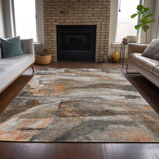 Piper Looms Chantille Abstract ACN2039 Brown Machine Washable Area Rug Lifestyle Image Feature