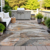 Piper Looms Chantille Abstract ACN2039 Brown Machine Washable Area Rug Outdoor Lifestyle Image Feature