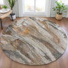 Piper Looms Chantille Abstract ACN2039 Brown Machine Washable Area Rug Round Lifestyle Image Feature