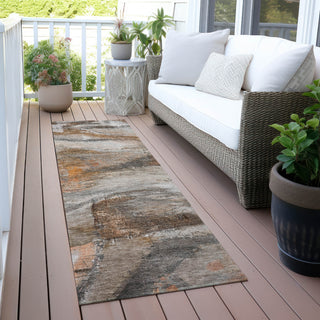 Piper Looms Chantille Abstract ACN2039 Brown Machine Washable Area Rug Runner Outdoor Lifestyle Image Feature