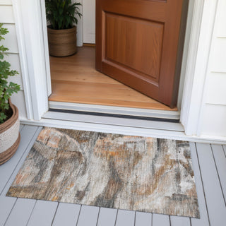 Piper Looms Chantille Abstract ACN2039 Brown Machine Washable Area Rug Scatter Outdoor Lifestyle Image Feature