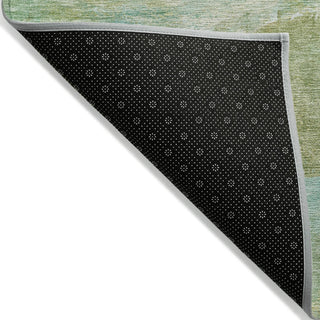 Piper Looms Chantille Abstract ACN2039 Green Machine Washable Area Rug Backing Image