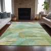 Piper Looms Chantille Abstract ACN2039 Green Machine Washable Area Rug Lifestyle Image Feature