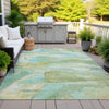 Piper Looms Chantille Abstract ACN2039 Green Machine Washable Area Rug Outdoor Lifestyle Image Feature