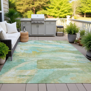 Piper Looms Chantille Abstract ACN2039 Green Machine Washable Area Rug Outdoor Lifestyle Image Feature