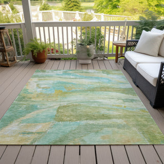 Piper Looms Chantille Abstract ACN2039 Green Machine Washable Area Rug Outdoor Lifestyle Image Feature