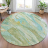 Piper Looms Chantille Abstract ACN2039 Green Machine Washable Area Rug Round Lifestyle Image Feature