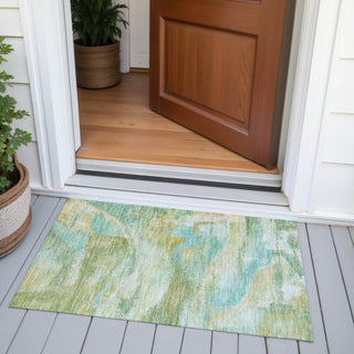 Piper Looms Chantille Abstract ACN2039 Green Machine Washable Area Rug Scatter Outdoor Lifestyle Image Feature