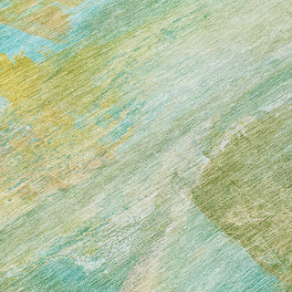 Piper Looms Chantille Abstract ACN2039 Green Machine Washable Area Rug Swatch Image
