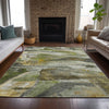 Piper Looms Chantille Abstract ACN2039 Olive Machine Washable Area Rug Lifestyle Image Feature