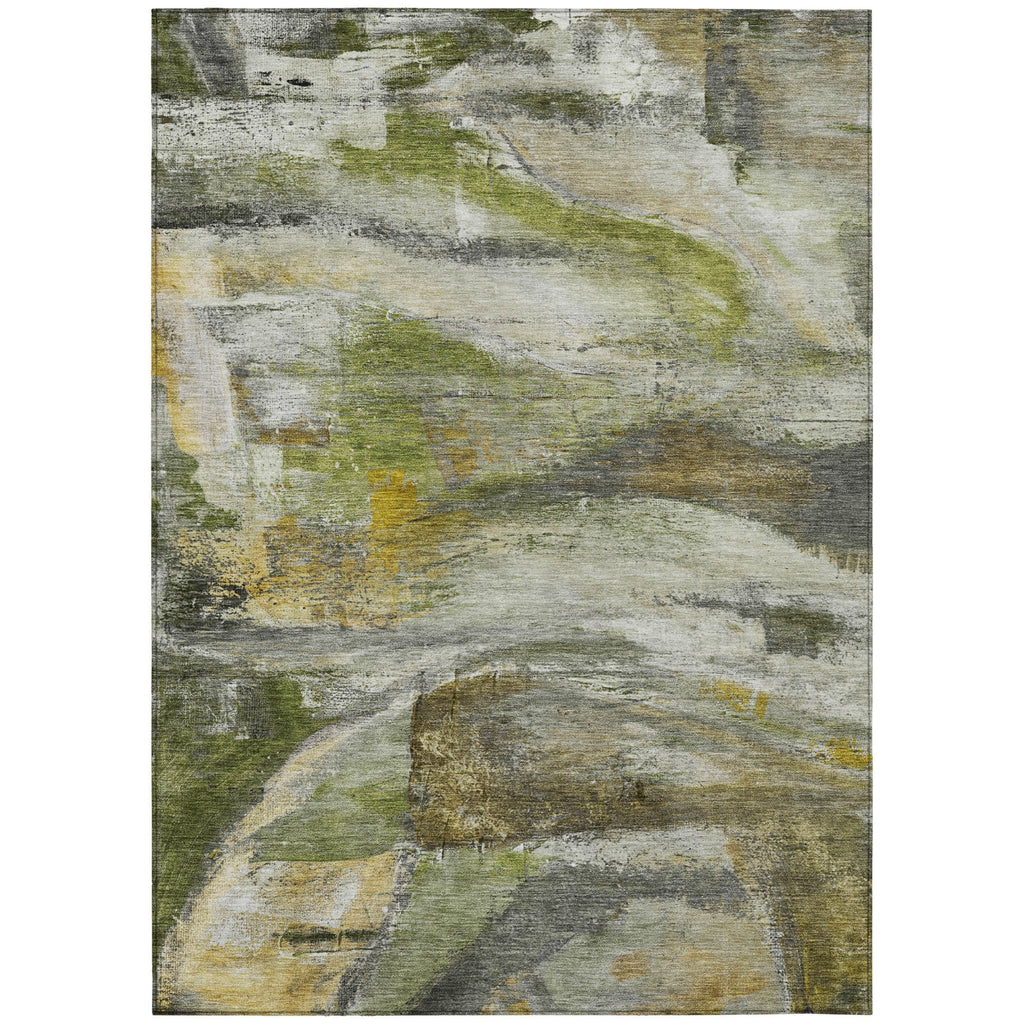 Piper Looms Chantille Abstract ACN2039 Olive Machine Washable Area Rug main image