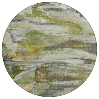 Piper Looms Chantille Abstract ACN2039 Olive Machine Washable Area Rug Round Main Image