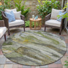 Piper Looms Chantille Abstract ACN2039 Olive Machine Washable Area Rug Round Outdoor Lifestyle Image Feature