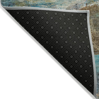 Piper Looms Chantille Abstract ACN2039 Teal Machine Washable Area Rug Backing Image