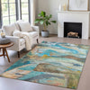 Piper Looms Chantille Abstract ACN2039 Teal Machine Washable Area Rug Lifestyle Image Feature