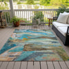 Piper Looms Chantille Abstract ACN2039 Teal Machine Washable Area Rug Outdoor Lifestyle Image Feature