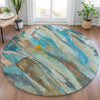 Piper Looms Chantille Abstract ACN2039 Teal Machine Washable Area Rug Round Lifestyle Image Feature