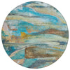 Piper Looms Chantille Abstract ACN2039 Teal Machine Washable Area Rug Round Main Image