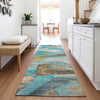 Piper Looms Chantille Abstract ACN2039 Teal Machine Washable Area Rug Runner Lifestyle Image Feature