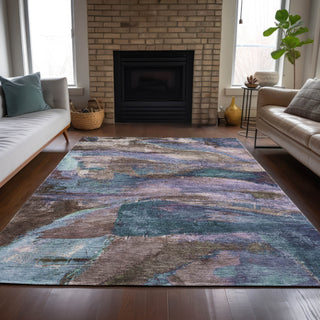 Piper Looms Chantille Abstract ACN2040 Mocha Machine Washable Area Rug Lifestyle Image Feature