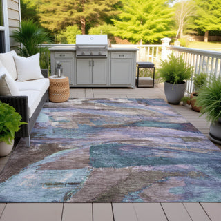 Piper Looms Chantille Abstract ACN2040 Mocha Machine Washable Area Rug Outdoor Lifestyle Image Feature