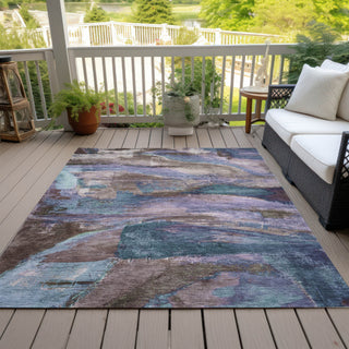 Piper Looms Chantille Abstract ACN2040 Mocha Machine Washable Area Rug Outdoor Lifestyle Image Feature