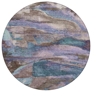 Piper Looms Chantille Abstract ACN2040 Mocha Machine Washable Area Rug Round Main Image