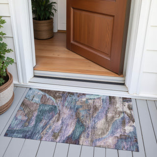 Piper Looms Chantille Abstract ACN2040 Mocha Machine Washable Area Rug Scatter Outdoor Lifestyle Image Feature