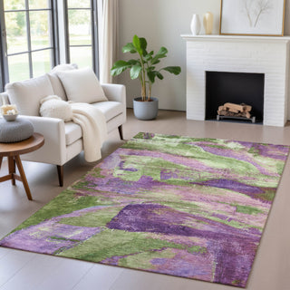 Piper Looms Chantille Abstract ACN2040 Purple Machine Washable Area Rug Lifestyle Image Feature