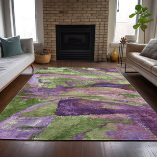 Piper Looms Chantille Abstract ACN2040 Purple Machine Washable Area Rug Lifestyle Image Feature