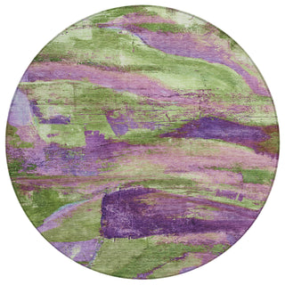Piper Looms Chantille Abstract ACN2040 Purple Machine Washable Area Rug Round Main Image