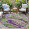 Piper Looms Chantille Abstract ACN2040 Purple Machine Washable Area Rug Round Outdoor Lifestyle Image Feature