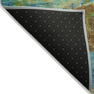 Piper Looms Chantille Abstract ACN2040 Teal Machine Washable Area Rug Backing Image