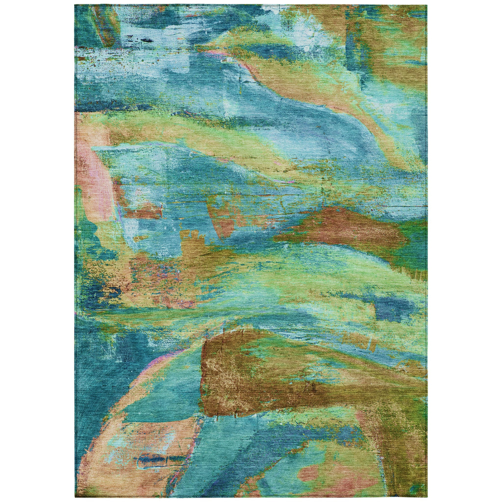 Piper Looms Chantille Abstract ACN2040 Teal Machine Washable Area Rug main image
