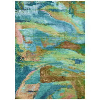 Piper Looms Chantille Abstract ACN2040 Teal Machine Washable Area Rug main image